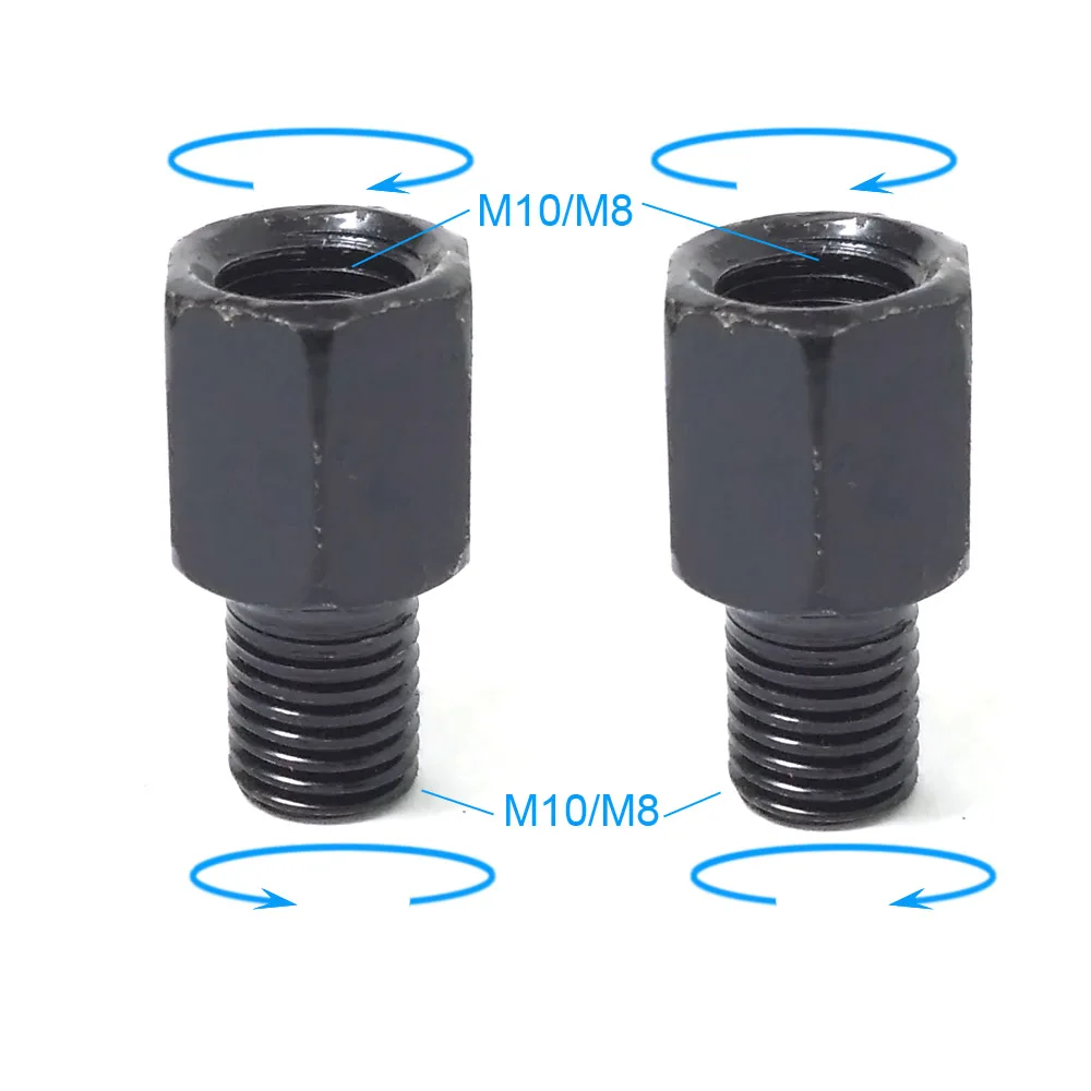 Coppia adattatori per specchietti moto neri M10 10MM M8 8MM Specchi retrovisori Conversione bullone in senso orario Anti-orologio Destra Sinistra filettatura