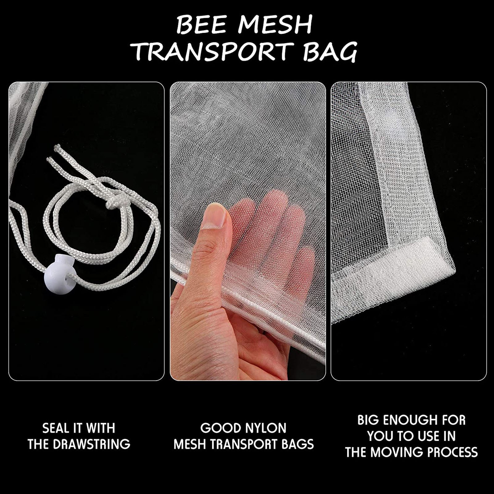Nylon Beehive Net Bag Beekeeping Bee Tools Supply Honeycomb Mesh Transport Bag Breathable Beekeeping Equipment Supplies