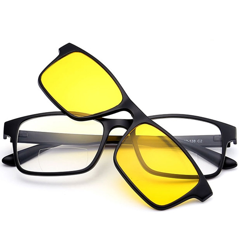 iboode Bifocal Reading Glasses With Magnetic Polarized Clip on Sunglasses Men Night Vision Drving Sunglasses Women 3 Lens