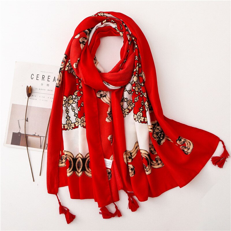 Écharpe pour femme, châles et écharpes chauds, doux et longs, style ethnique, imprimé, étoles de plage, écharpe hijab douce et chaude: 19
