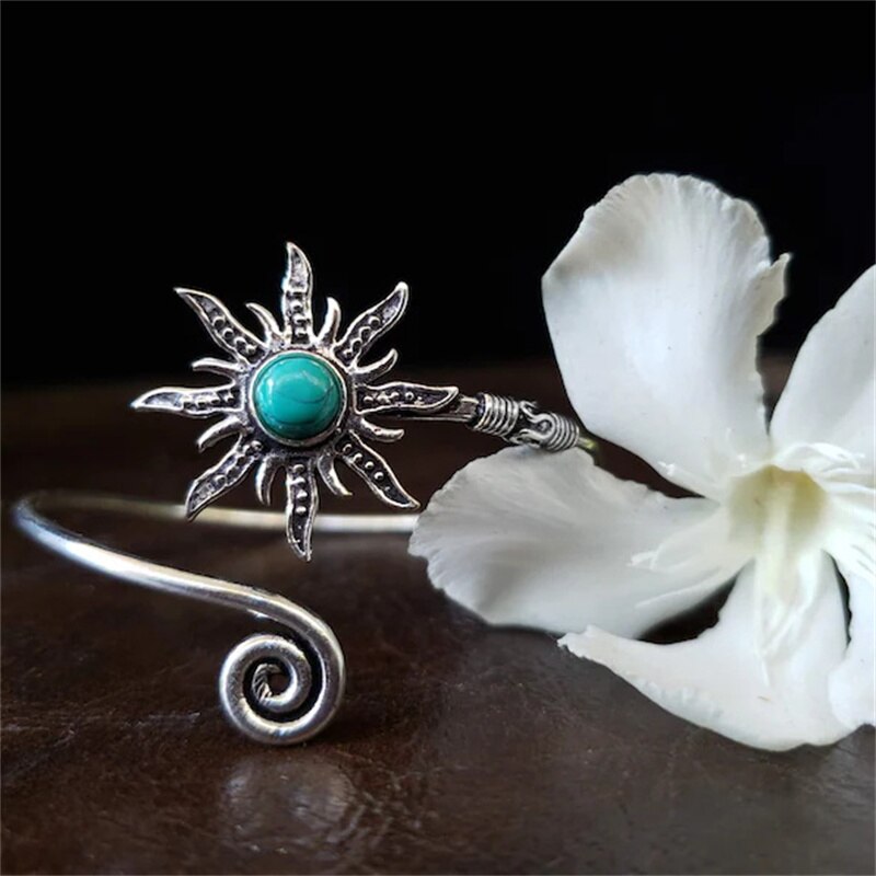Boho Style intarsiato turchese bracciale da sole Design creativo coda bracciale aperto femminile accessorio regalo personalità festa