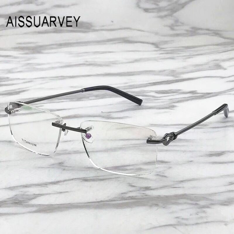 Titanium Brilmontuur Mannen Brillen Frames Mannen Mode Randloze Gouden Bril Top Optische Brillen Recept