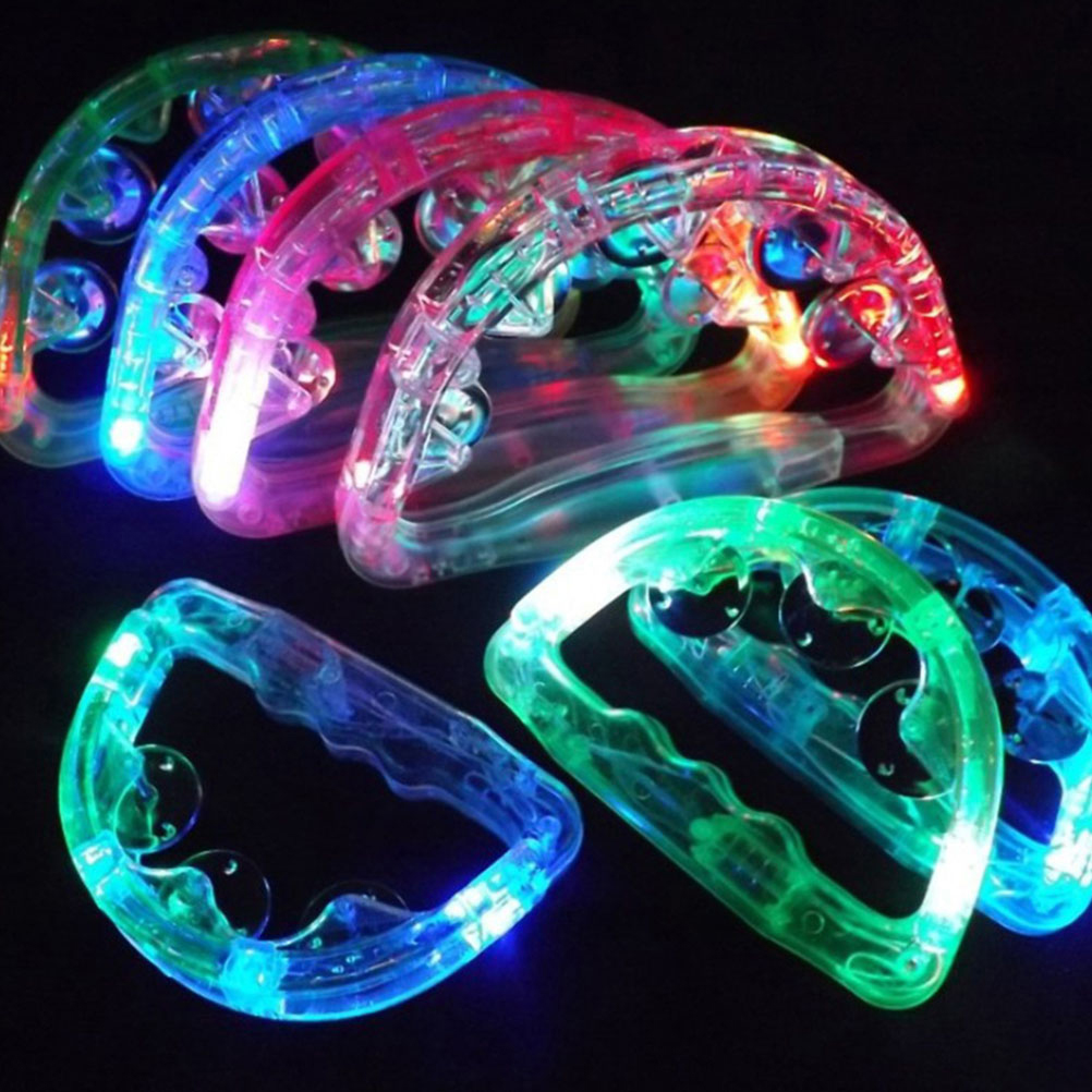 4pcs Tambourine Handheld Percussion Instrument Tambourine with LED Lights
