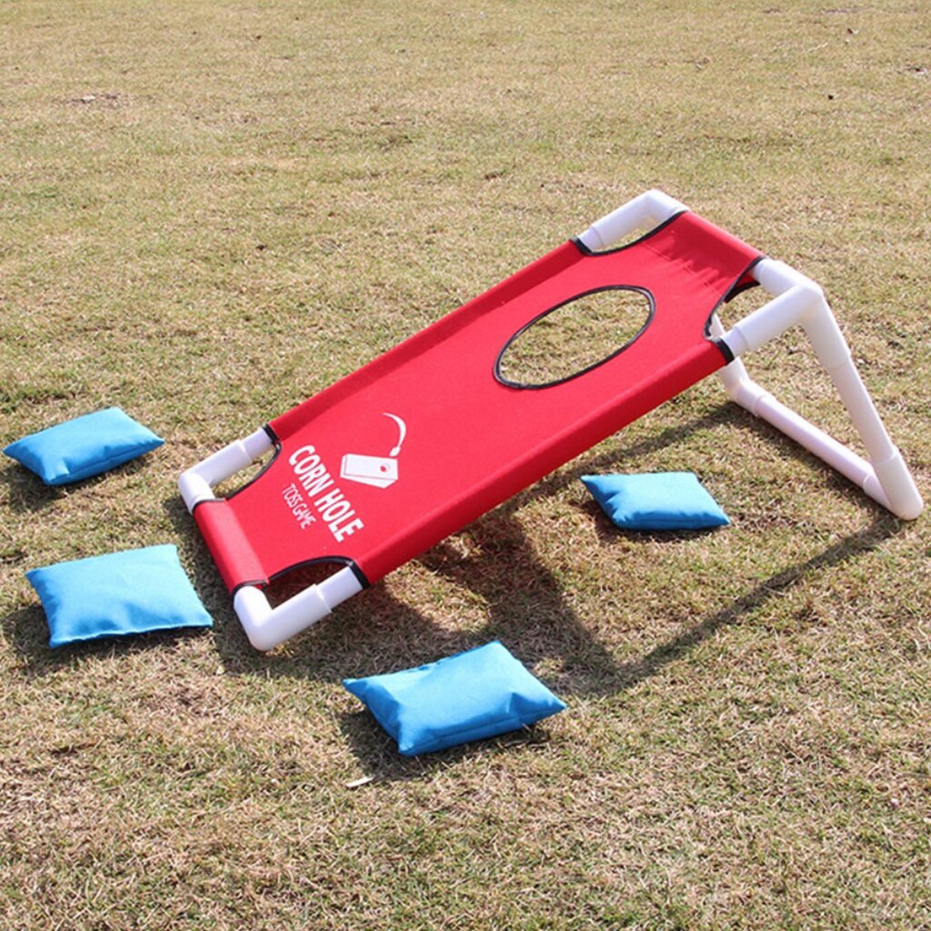 Solid CornHole Toss Game Set and 8 Pieces Cornhole Bean Bag Pouch Toss Toy for Family Parties Kindergarten