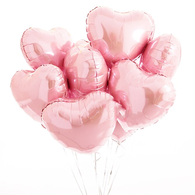 Globos en forma de corazón de aluminio rosa y oro rojo de 18 pulgadas, 5 uds., globos en forma de corazón románticos de amor, globos de aluminio, decoración de de cumpleaños o boda: light pink