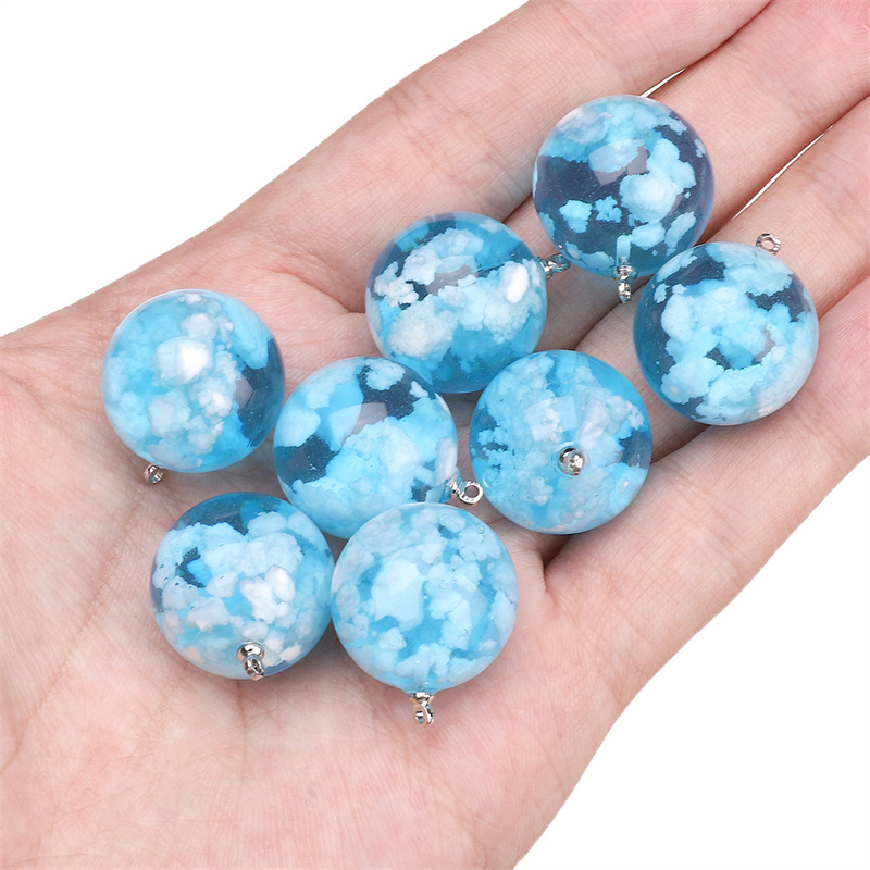 Cuentas sueltas de resina azul para hacer joyas, abalorios redondos de Luna para manualidades hechas a mano, collar, pulsera, pendientes, accesorios de joyería, 1 piezas: Verde