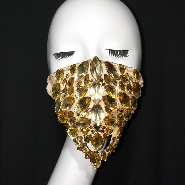 Goud zilver rode stenen maskers performance show dragen kostuum strass steentjes maskers