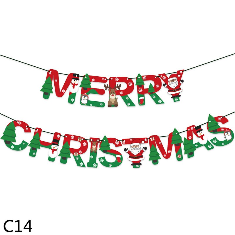 1pc guirlandes de bannières joyeux noël, bricolage, artisanat en papier, lettres multi-styles, décoration florale pour la maison, décoration suspendue de noël: C14