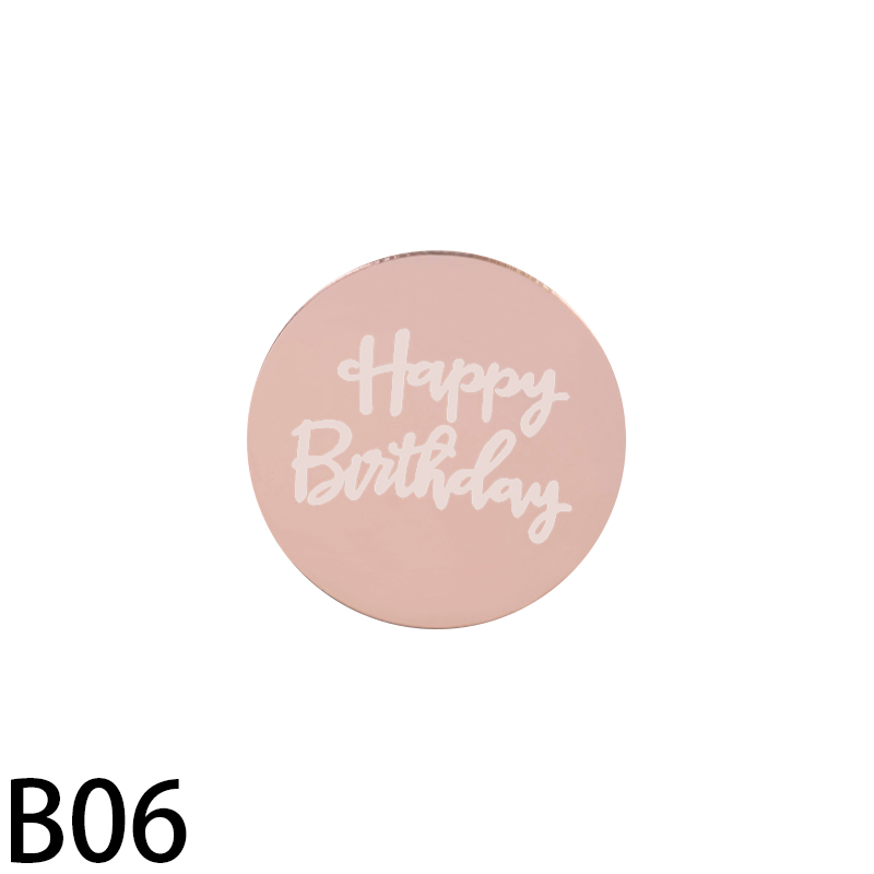 10pcs Gold Silver Happy Birthday Cupcake Topper Dessert Cake Decorations Acrylic Rose Gold Circle Cake Topper for Birthday Party: B06 / 10Pieces