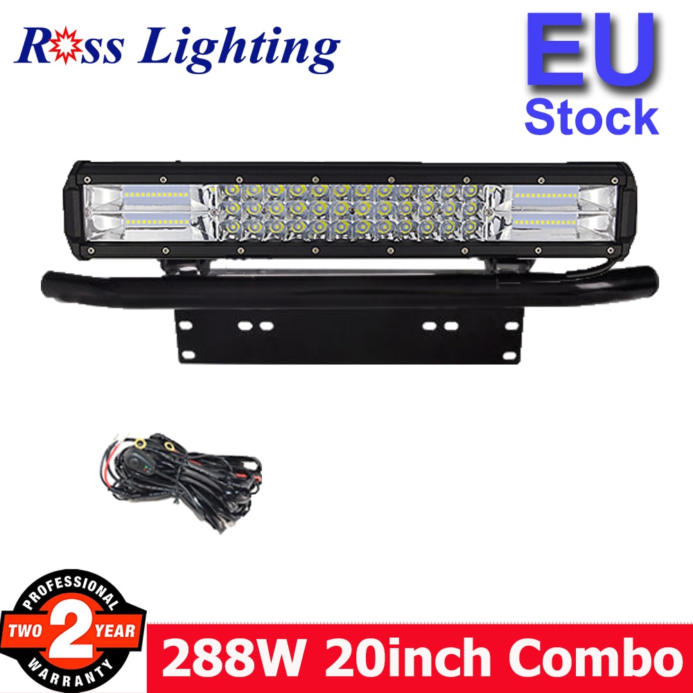 Off Road 20inch LED Work Light Bar Combo 288W LED Bar Fog Driving Lamp for Truck SUV ATV 4x4 4WD 12v Bull Bar with Wiring