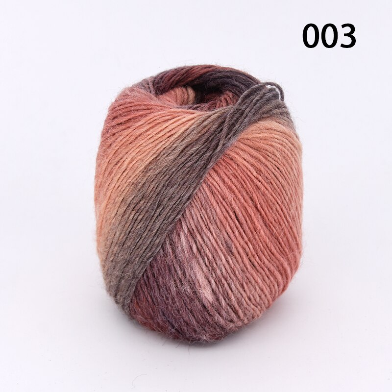 300g(50g*6 stk) lang regnbue uld farvning ren uld garn dame sjaler tråd fin uld hat frakke: 03