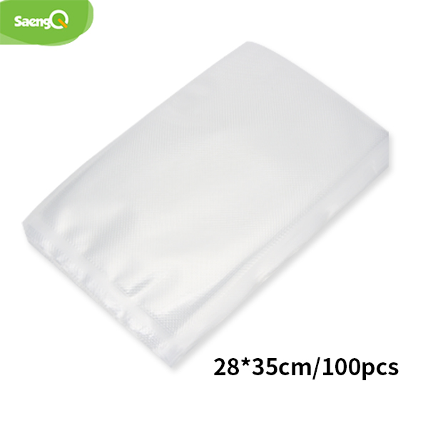 Cozinha 100 pçs/lote saengQ Sacos de Vácuo para Armazenamento De Alimentos Aferidor do Vácuo De Alimentos Máquina de Embalagem Saco Com Material do Produto Comestível: 28-35cm 100pcs