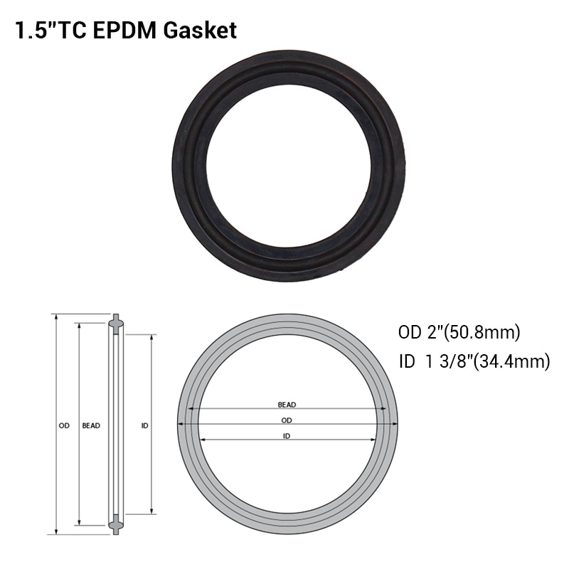 1.5" Tri-Clamp Black EPDM Gasket 5 pcs/lot Food Grade High Temperature Brewer Hardware