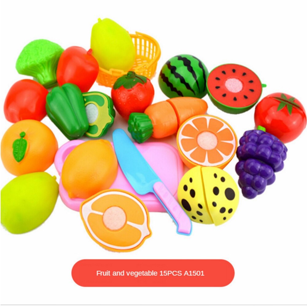 Pretend Play Plastic Food Toy Cutting Fruit Vegetable Food Pretend Play Children Toys For Kids Educational Toys: 15pcs