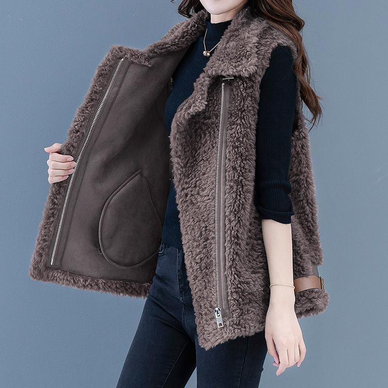 Vest Sheep Sheared Coat Women's Short Vest Autumn And Winter Fur Integrated Lamb Wool Coat Trend