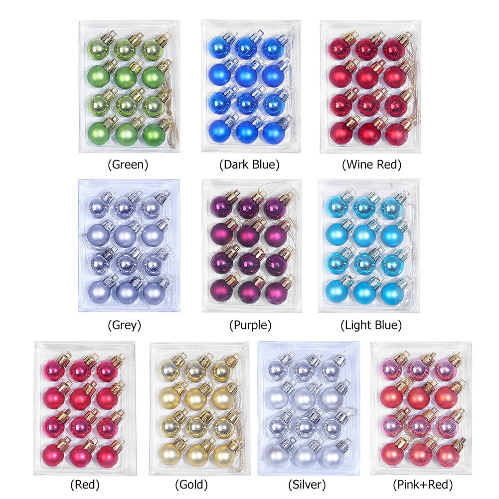 12 stuks veelkleurige kerstballen met glitters, hangende kerstversieringen voor in huis, palline natale decor
