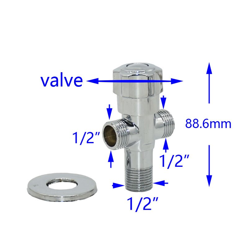 Messing mannelijke 1/2 inch t-stuk kraan t-type 3-- weg waterverdelerklep badkamer schroefdraadaansluiting buisfittingen 1 st.