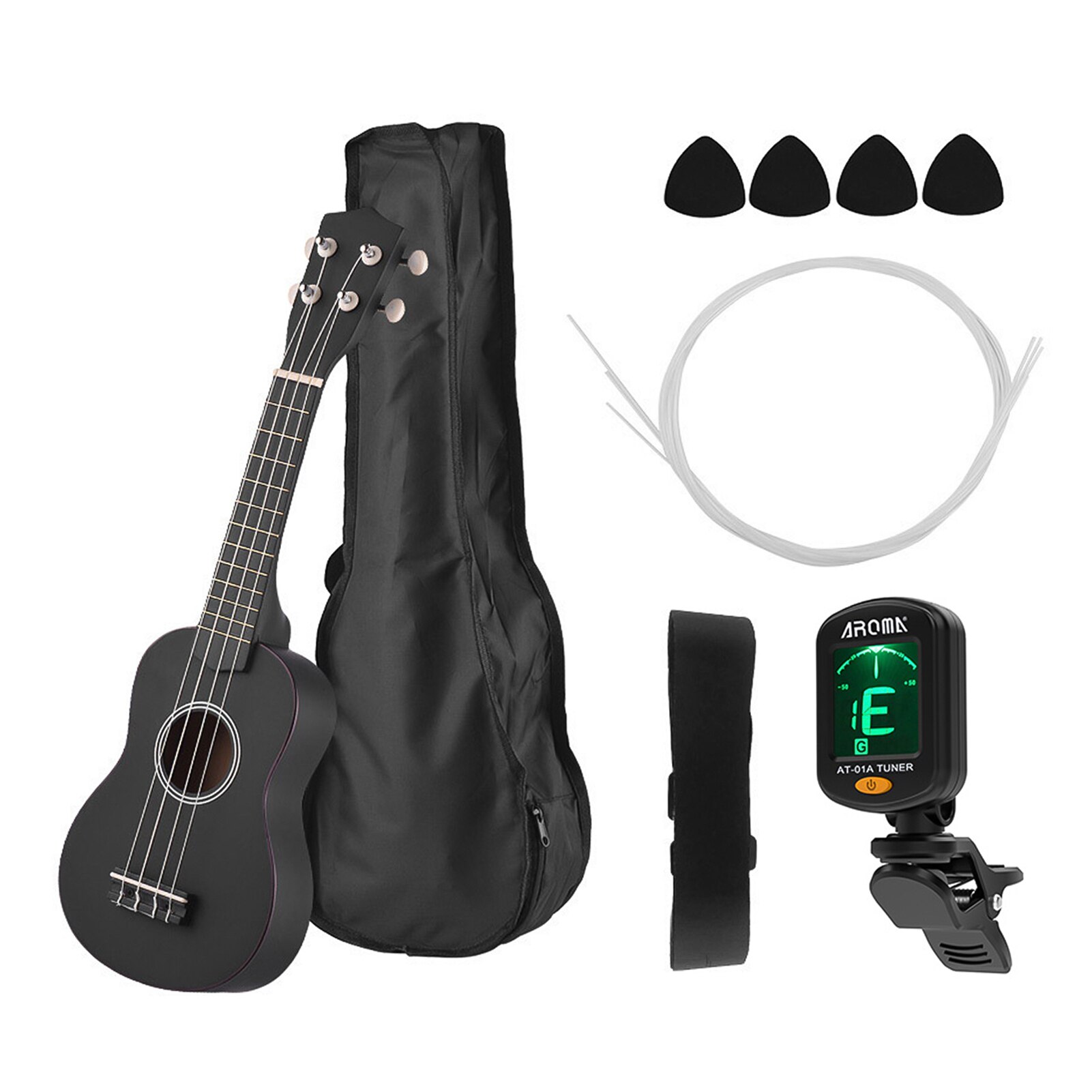 21 Inch Ukulele Colored Acoustic Soprano Ukulele Ukelele Uke Kit Basswood &amp; Bag Strap Strings Picks Tuner Musical Instruments