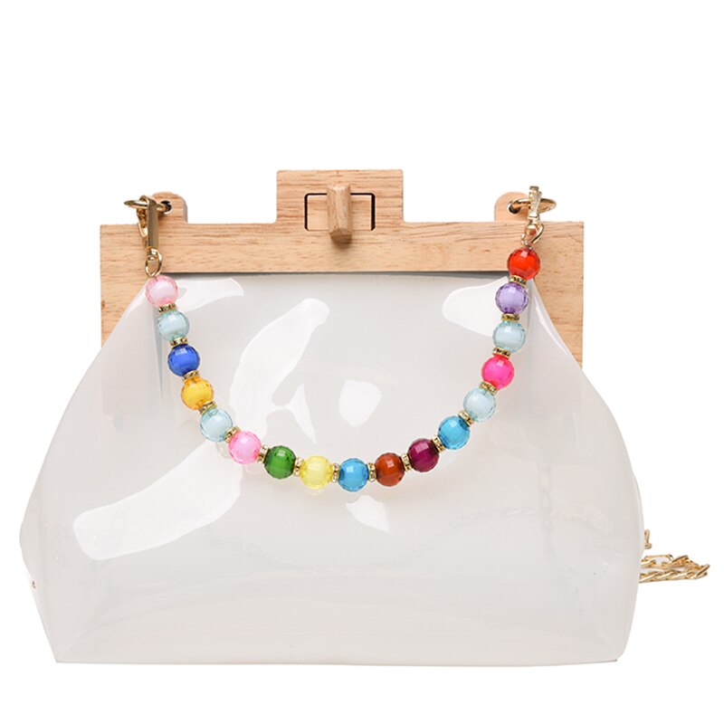 Transparent Jelly Tote bag Summer High PVC Women's Handbag Chain Shoulder Messenger Bag Travel Bag