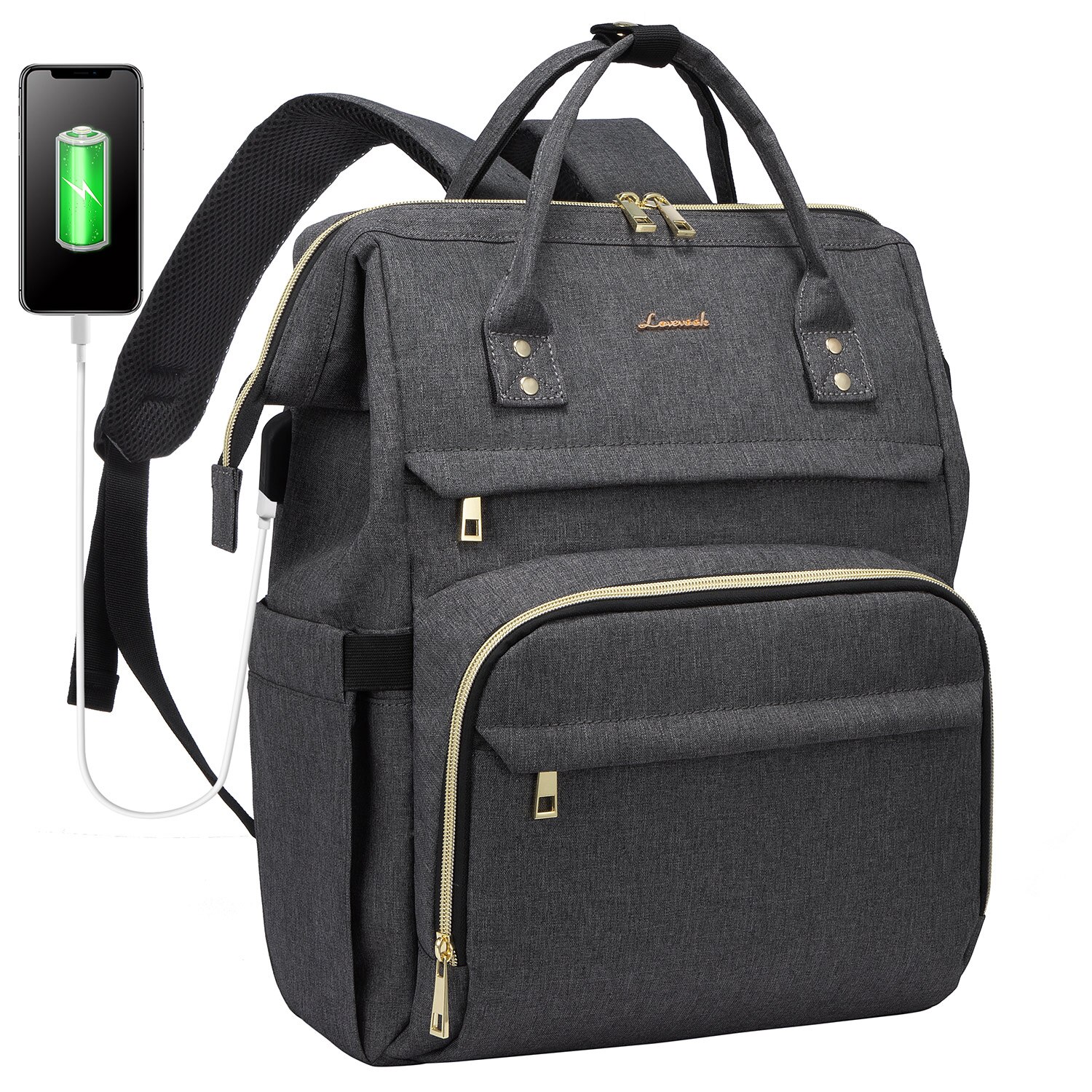 LOVEVOOK ,mochilas para mujer ,mochila mujer,mochila multifuncional para ordenador portátil unisex, morral de lona, resistente al agua, para la escuela y el trabajo,mochila trabajo: dark gray