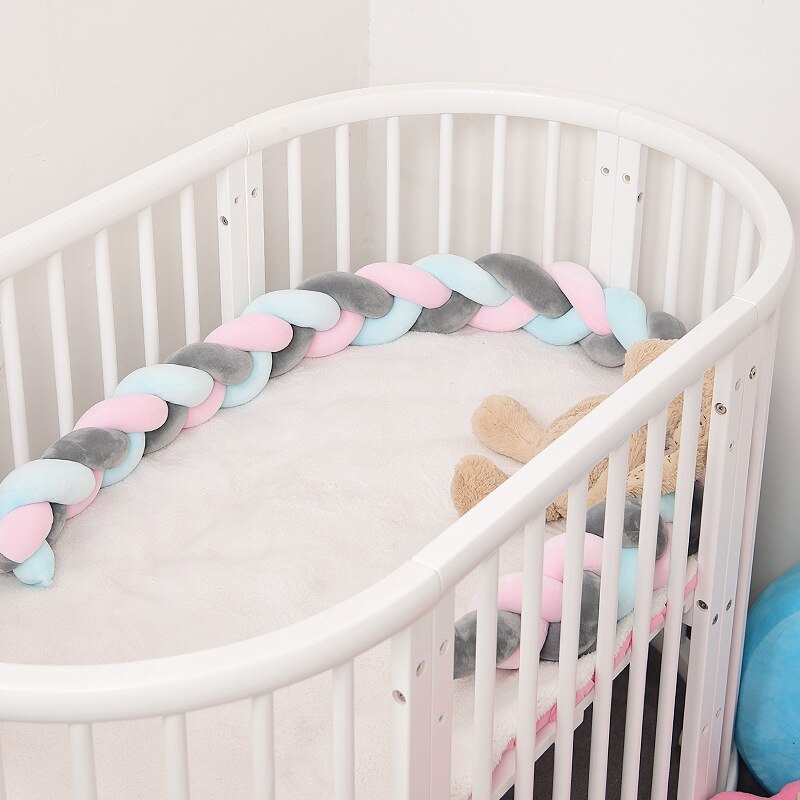 3M Länge Baby Bett Stoßstange Knoten Bett Bettwäsche für Neugeborene Baby Nestchen Knoten Geflecht Krippe Schutz Zimmer Dekor