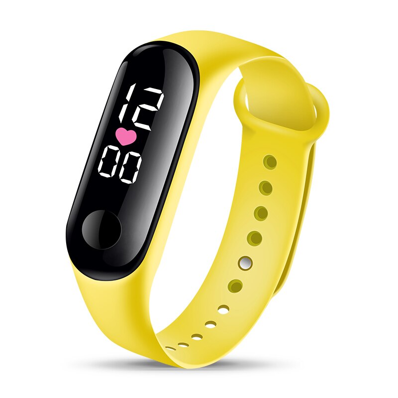Armband Digitale Horloge Voor Kinderen Kids Led Sport Horloges Vrouwen Mannen Unisex Siliconen Elektronische Horloge Jongens Meisjes Klok: Yellow