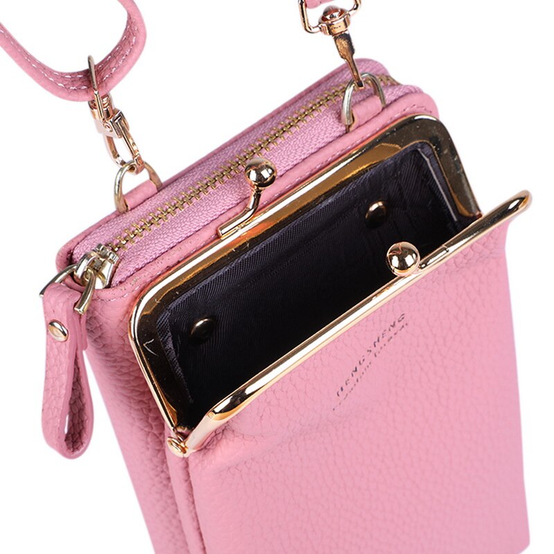Brand Crossbody Bags Touch Screen Cell Phone Purse Bag Smartphone Wallet Metal Leather Shoulder Strap Handbag Women Bag