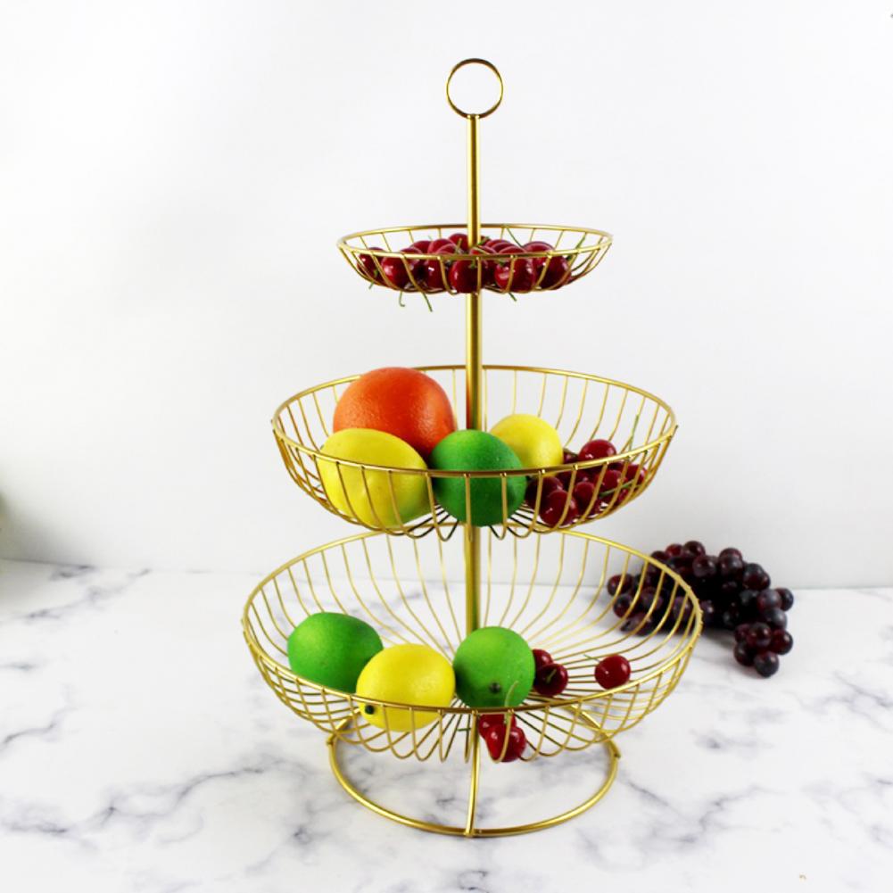Fruit Basket Elegance Three Tier Fruit Basket Stand Round Storage Tray Fruit Container Bowl Kitchen Organizer