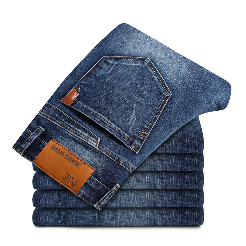 Mænd sorte blå jeans mænd casual slim stretch jeans klassiske denim bukser plus størrelse 28-42: Blå / 28