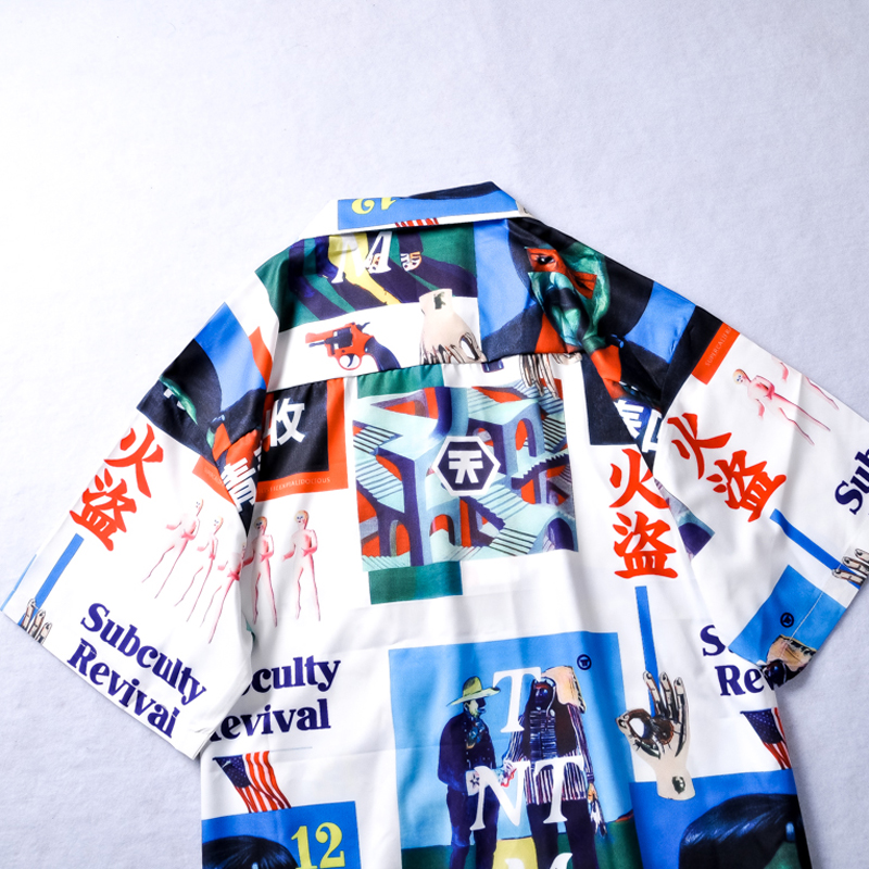 Oscn 7 skjorter med print til mænd street kortærmet sommer strand herre skjorte løs afslappet korea chemise homme 661
