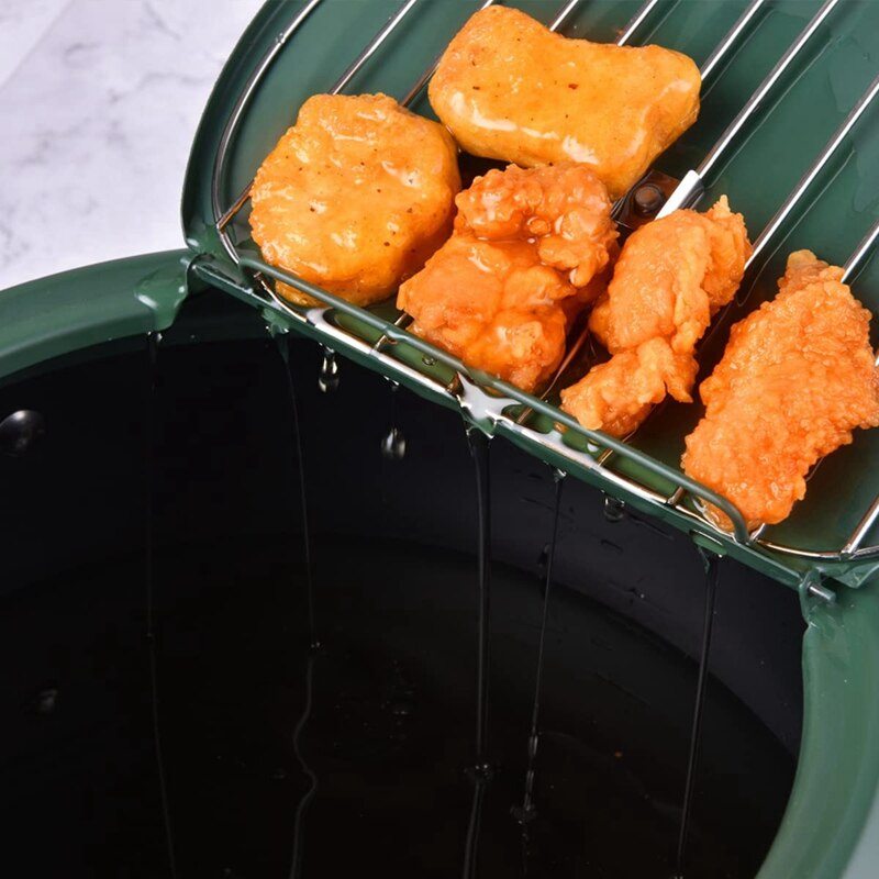 304 Stainless Steel Fryer Deep Fryer With Temperature Control And Lid Tempura Fryer With Splash Cover With Cooling Rack