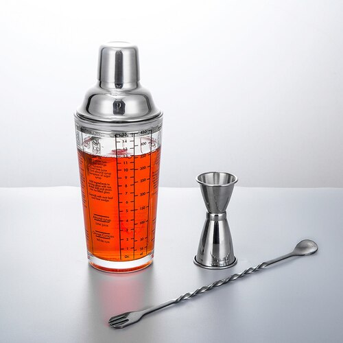 Glass shaker scale shaker set shaker three-stage shaker bar cocktail cocktail shaker: Three-piece set