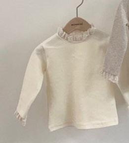 Lente Baby Meisje Lange Mouwen Tops Lace Kraag Meisjes Blouse Katoen Lange Mouwen T Shirts Peuter Shirts kleding: beige / 12M  80cm