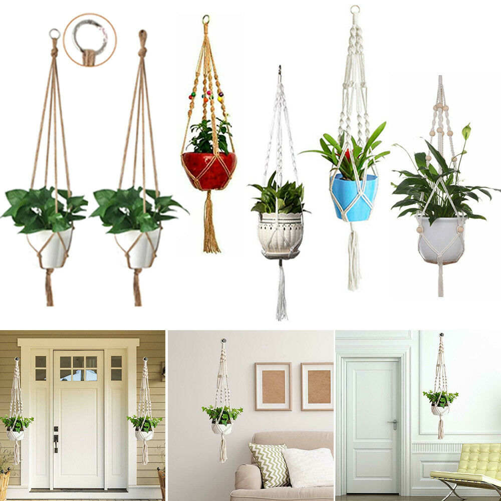 Handgemaakte Macrame Plant Hanger Bloempot Hanger Mand Lifting Touw Opknoping Pannenlap Voor Wanddecoratie Countyard Tuin