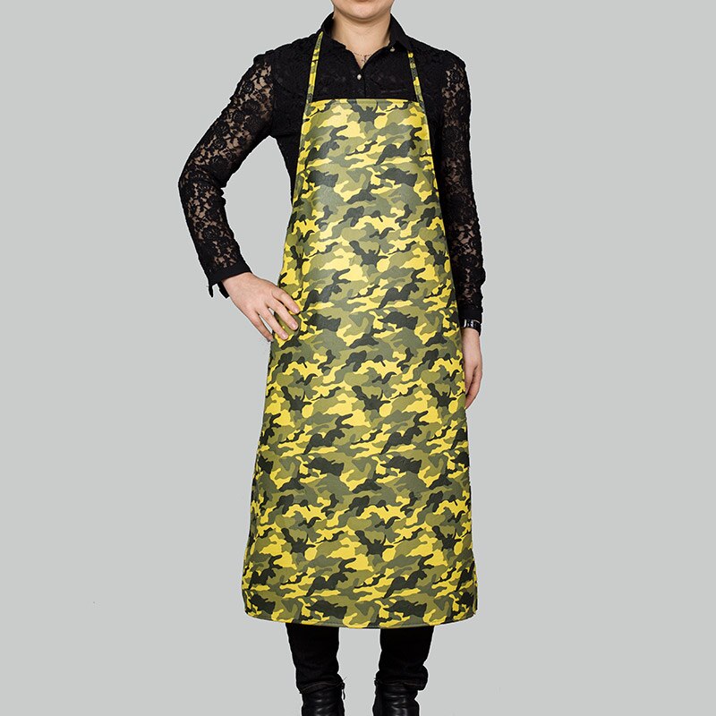 Waterproof Oil-proof Aprons Leather Bib Apron Labor Working Protective Clothing For Canteen Kitchen Restaurants Length 95cm: Yellow camo