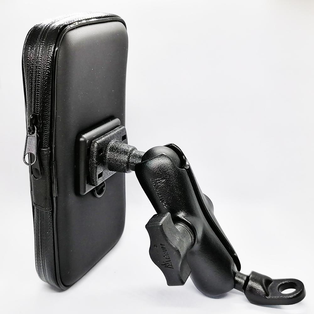 Mobile Phone Water Resistance Case 6 CM Aluminum Alloy Double Socket Arm With 1 inch Ball Mount M10 Screw for Motorcycle Scooter