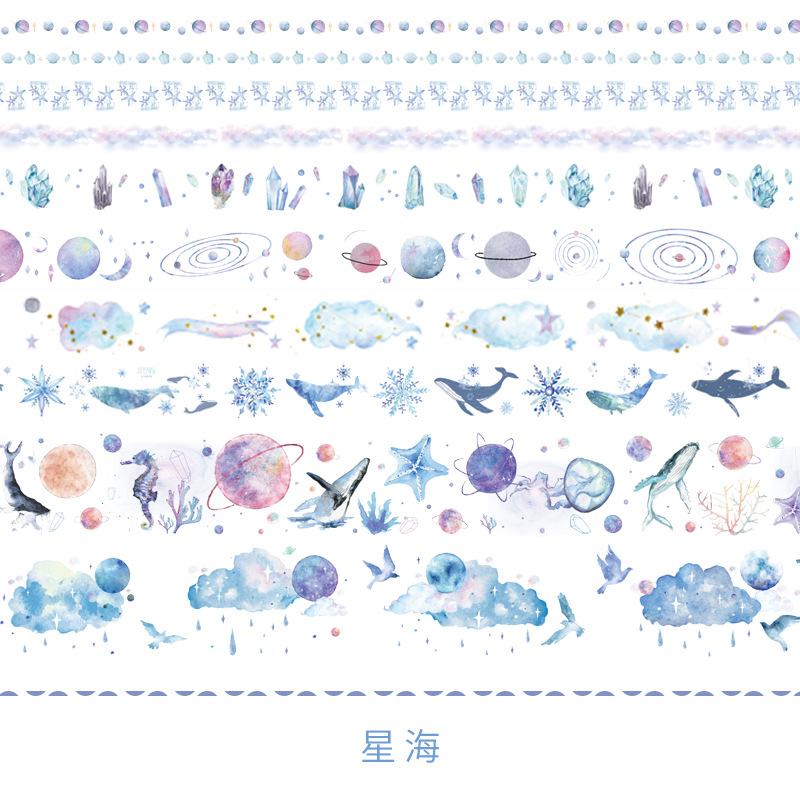Cinta adhesiva decorativa para álbum de recortes, conjunto de cinta Washi de flamenco, medusas, Coral Kawaii, papelería japonesa, 10 Uds.: A