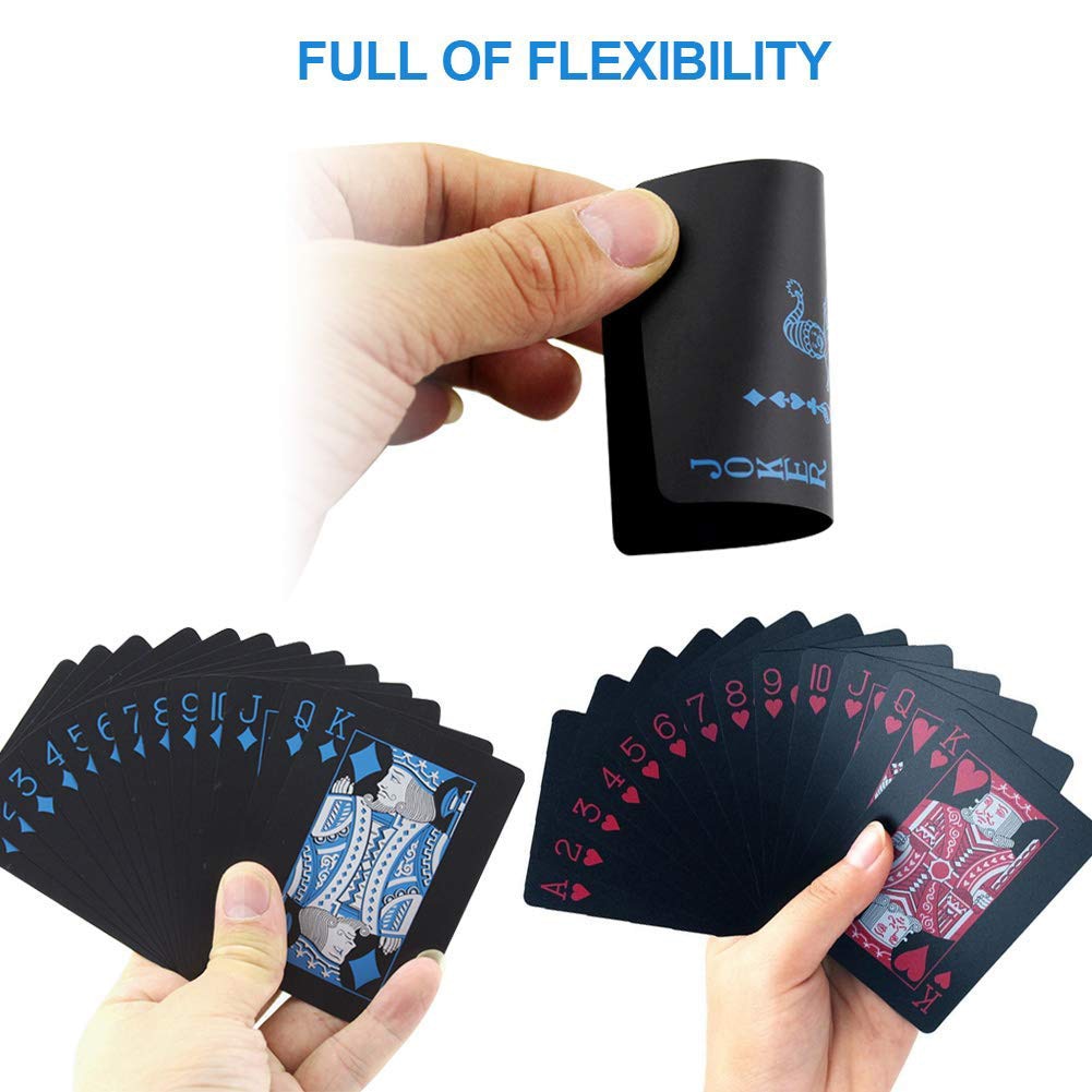 Vandtæt pvc plastik spillekort poker klassiske magiske tricks værktøj ren sort magiske æske-pakket spillekort pokerkasse