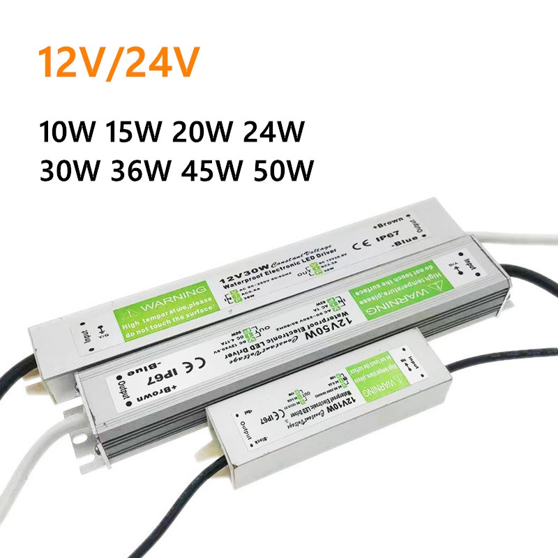 12v 24v strømforsyning 10w - 400w 500w 12 24 volt transformator  ac 220v til  dc 12v 24v utendørsbelysning  ip67 vanntett ledet-sjåfør