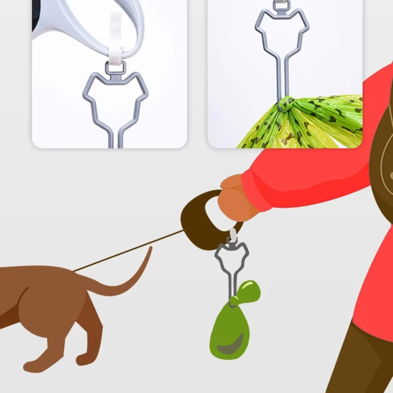 Dog Poop Bag Holder Pet Waste Carrier Clip Hands-Free Dog Leash Dispenser Outdoor Walking Puppy Poop Bags Clip Easy To Carry