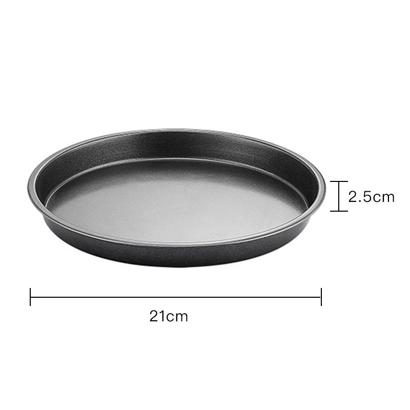 Poêle antiadhésive ronde en acier au carbone, de alimentaire, poêle à Pizza, outil de pâte, moule à gâteau, accessoires de cuisine: black 8 inches