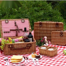 Wicker Basket Wicker Camping Picnic Basket Outdoor Willow Picnic Baskets Handmade Picnic Basket Set For 2Persons Picnic Party