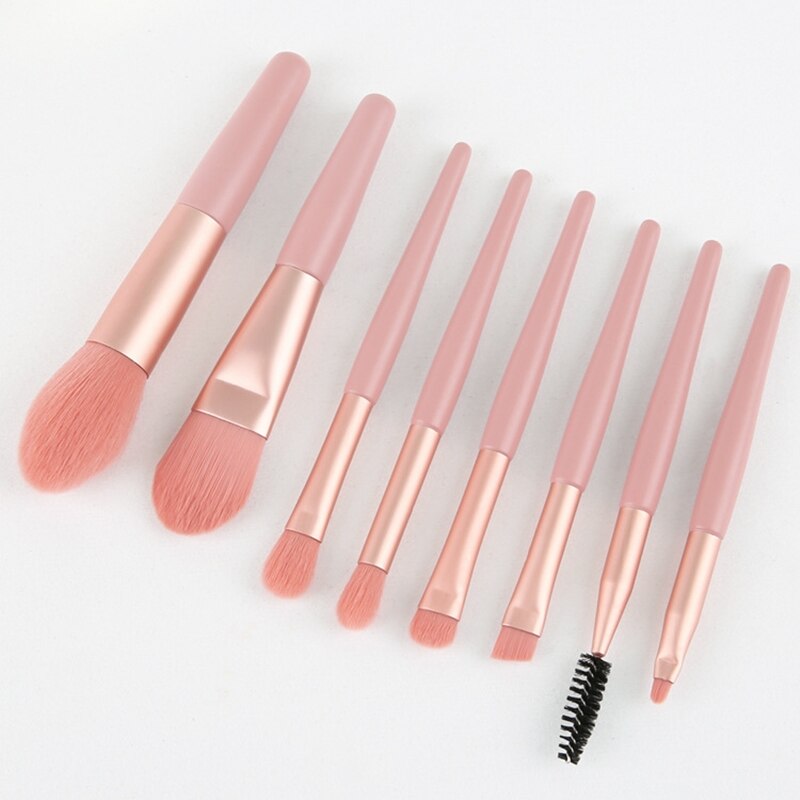 brochas maquillaje set 8 piezas kit de brocha de maquillaje de viaje de pelo sintético suave rosa cosmético multifunción herramientas brochas de maquillaje