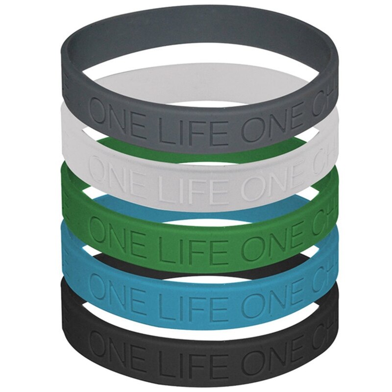 Pulsera de goma de silicona unisex para hombre y mujer, brazalete deportivo de one life one bucal, never give up, I promise motivation, 1 ud.