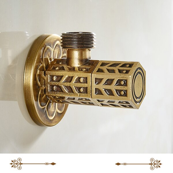 Messingventil vandkontrolventil antik bronze vinkelventil vandhane vandventil vandhane vandvarmer vaskemaskine vandhane: Stil 4