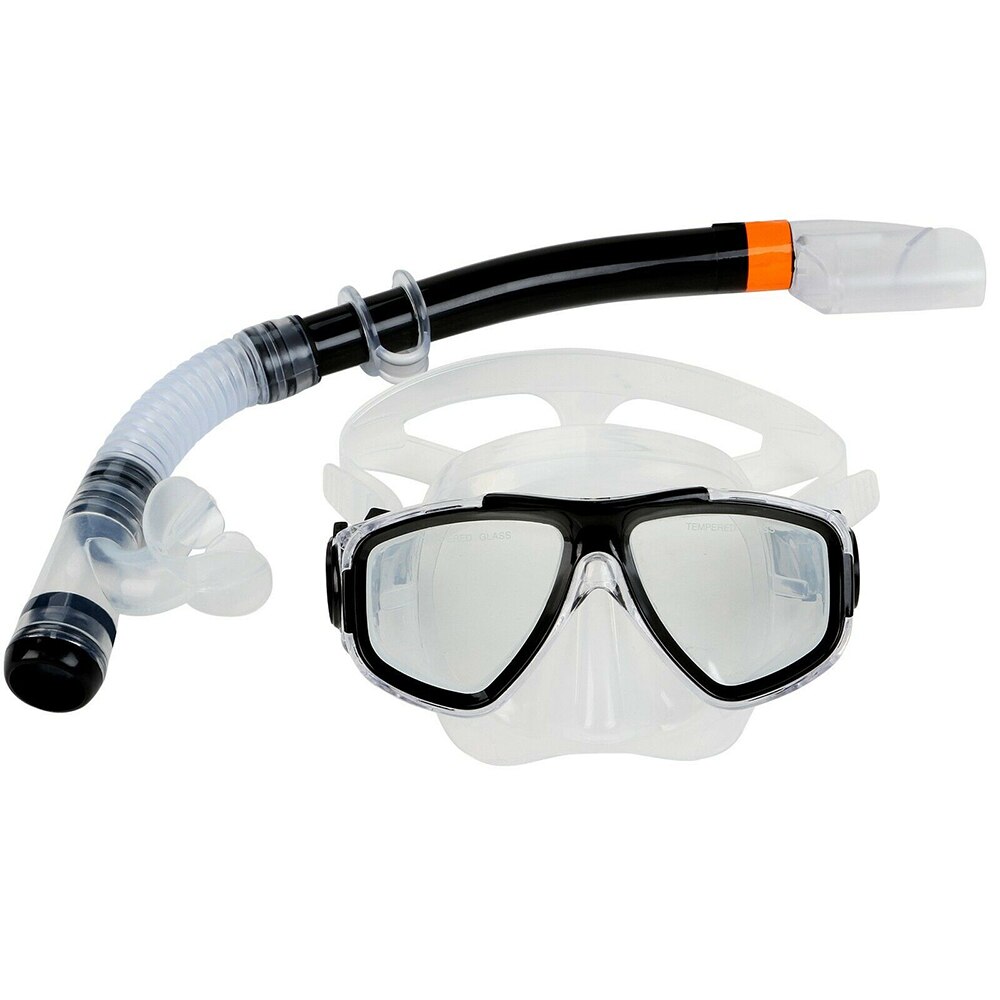 Máscara de buceo Scuba y Snorkels, gafas Anti-Gafas de niebla, gafas para buceo, natación, tubo de respiración fácil, Set para niños: black