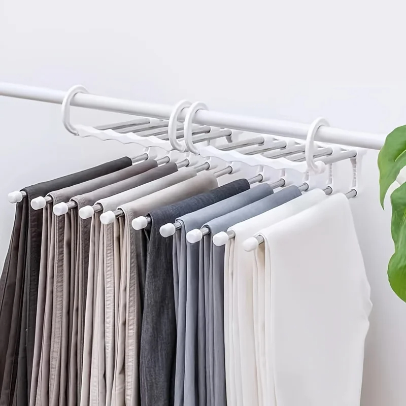 5in1 Magic Broekrek Hangers Rvs Opvouwbare Broek Rek Hanger Planken Slaapkamerkast Organizer Garderobeopslag
