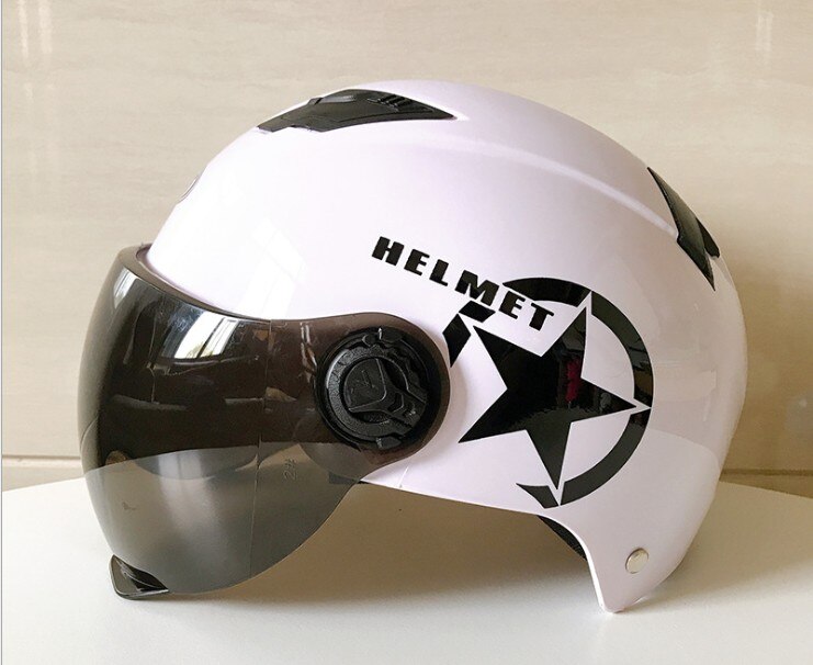 Motorrad Helm Rolle Fahrrad offen Gesicht Halb Baseball Kappe Anti-Uv Sicherheit Harte Hütte Moto-Cross Helm Radfahren Fahrrad Ausrügestochen: Weiß