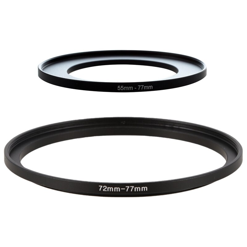 erheben -2 stück kameraobjektiv-Schritt-hoch-Filter schwarzer metalladapterring ,72mm-77mm &Ampere; 55mm-77mm