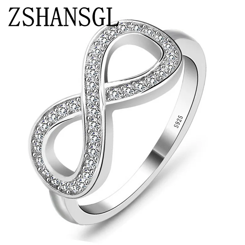 Cz Infinity Endless Love Claddagh 8 Shape 925 Sterling Silver Rings for Women Silver Filled Jewelry Anel Feminino: 10